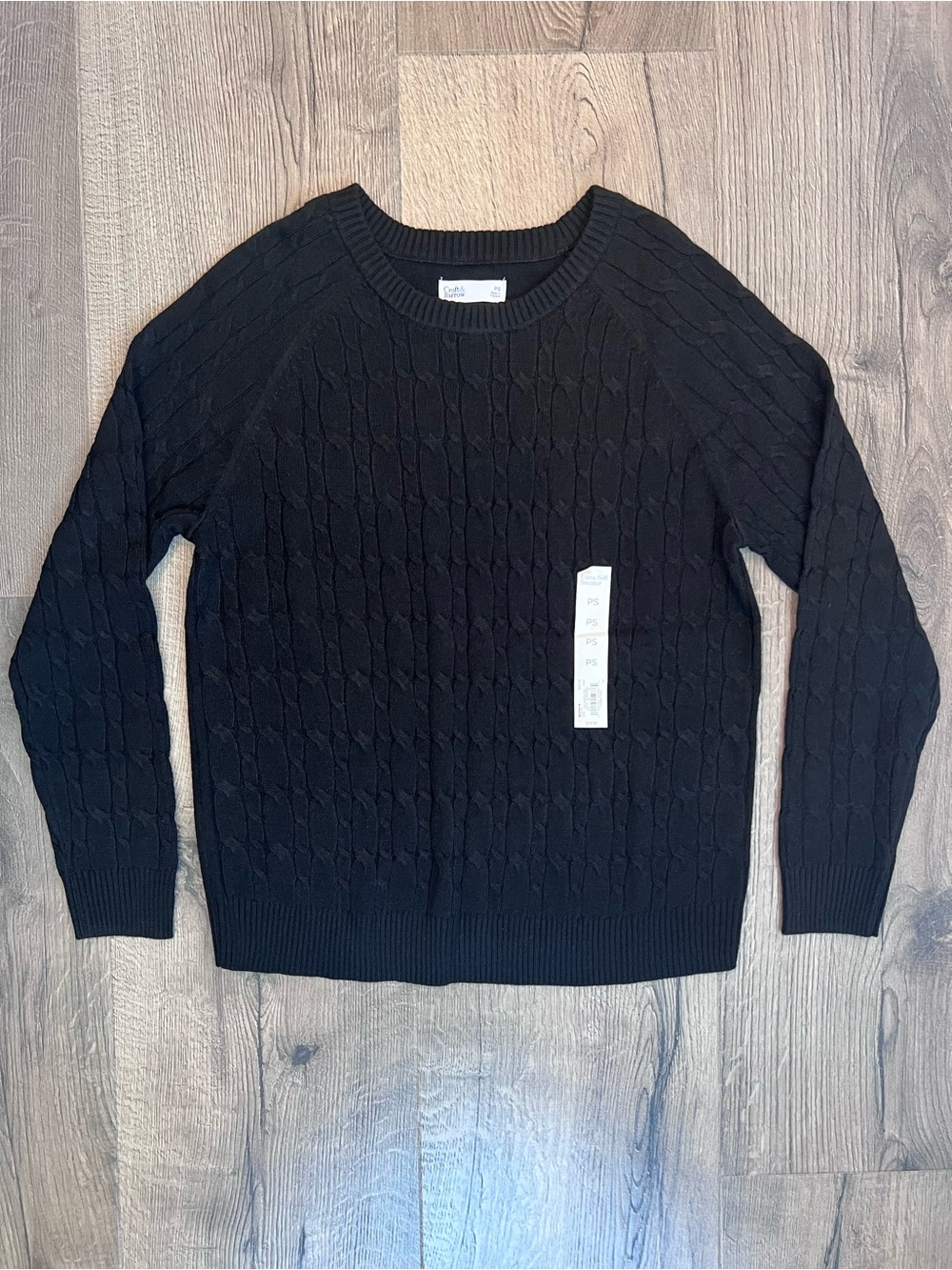 croft & barrow Black Cable-Knit Crewneck Sweater